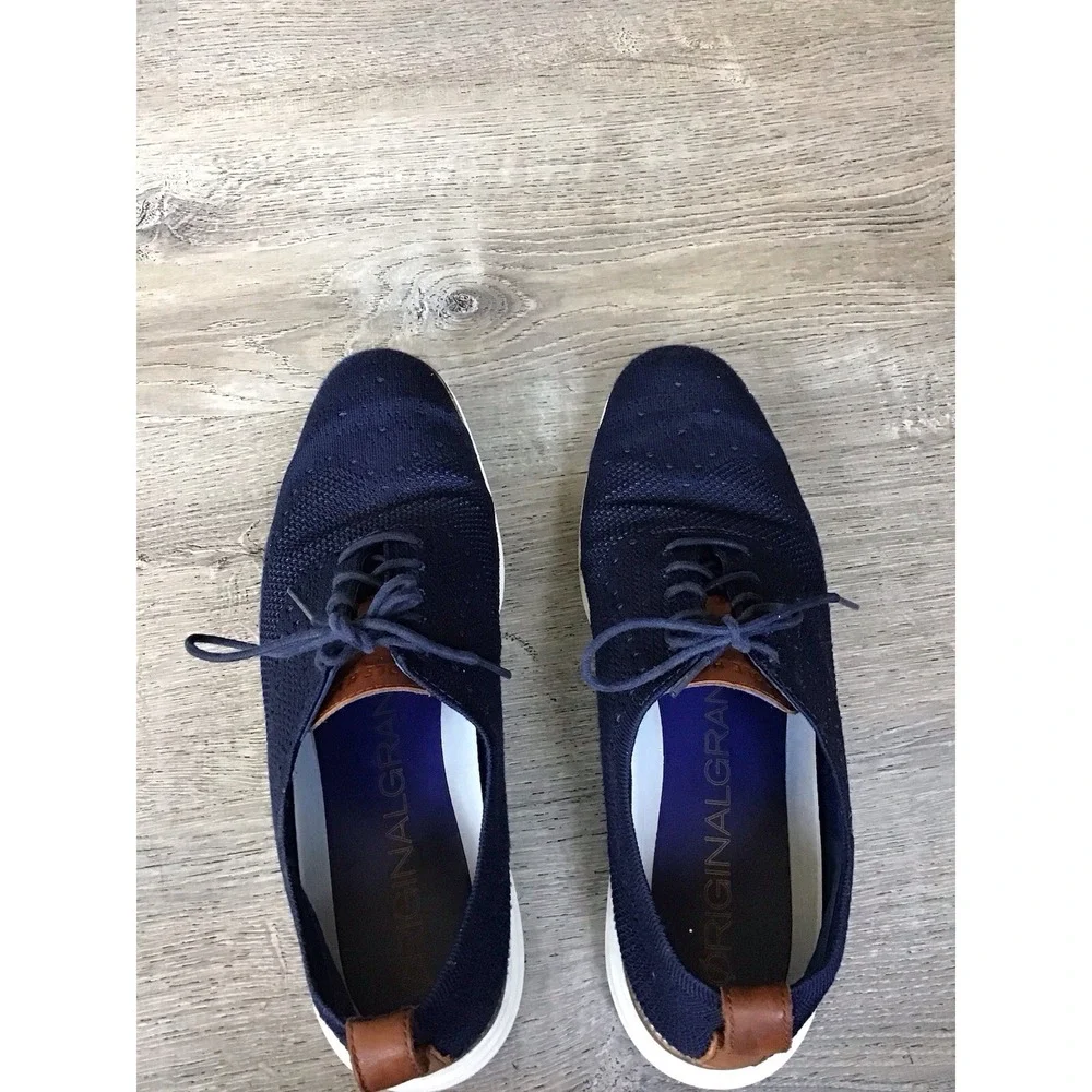 Cole Haan Original Grand Knit Wingtip Oxfords Navy Blue Mens 12 M C27960